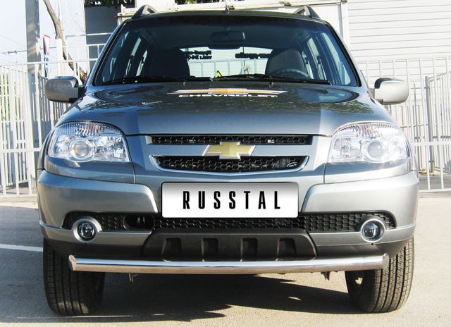 Защита RusStal переднего бампера d63 (дуга) для Chevrolet Niva Bertone 2009-2020. Артикул NBZ-001182