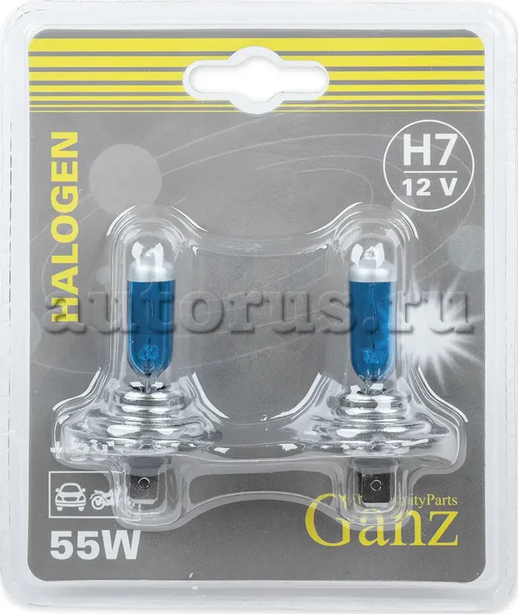 Лампа 12V H7 55W +50% PX26d 5000K 2 шт. блистер (Ganz). Артикул GIP06056
