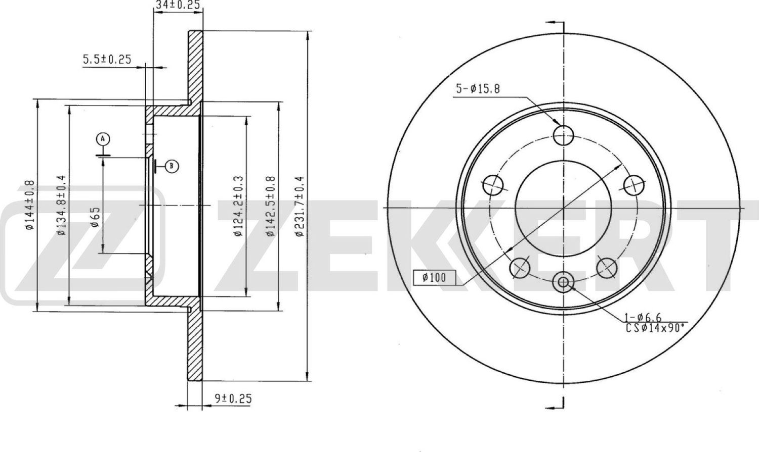 Тормозной диск Zekkert. Артикул BS-5032B