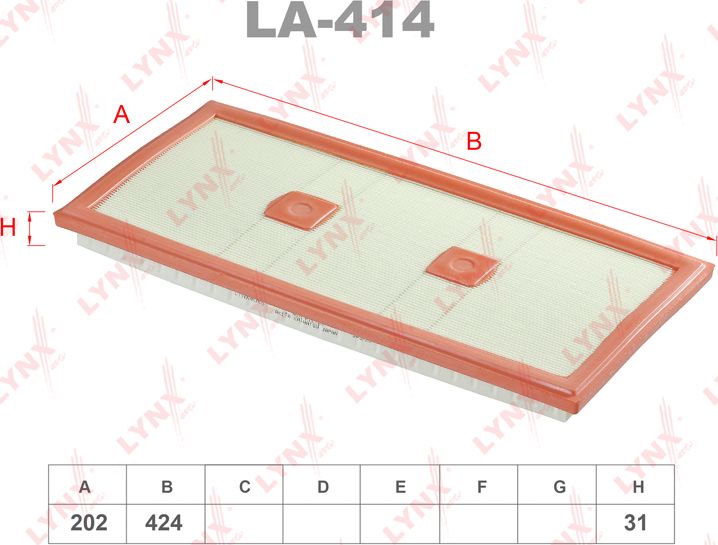 Воздушный фильтр LYNXauto. Артикул LA-414