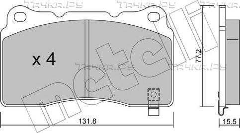 Тормозные колодки Metelli передние для Tesla Model S I 2012-2026. Артикул 22-0288-8