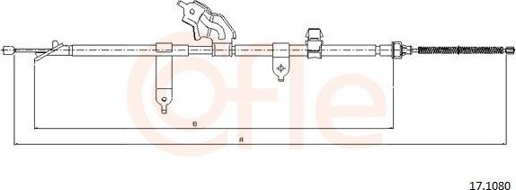 Трос ручника (тросик ручного тормоза) Cofle задний левый для Toyota Yaris II 2005-2012. Артикул 17.1080