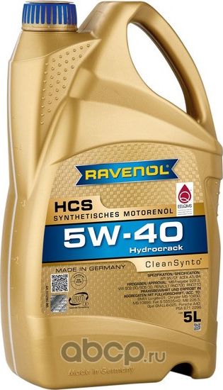 RAVENOL HCS SAE 5W-40 Масло моторное синтет. 5L. Артикул 1112105005