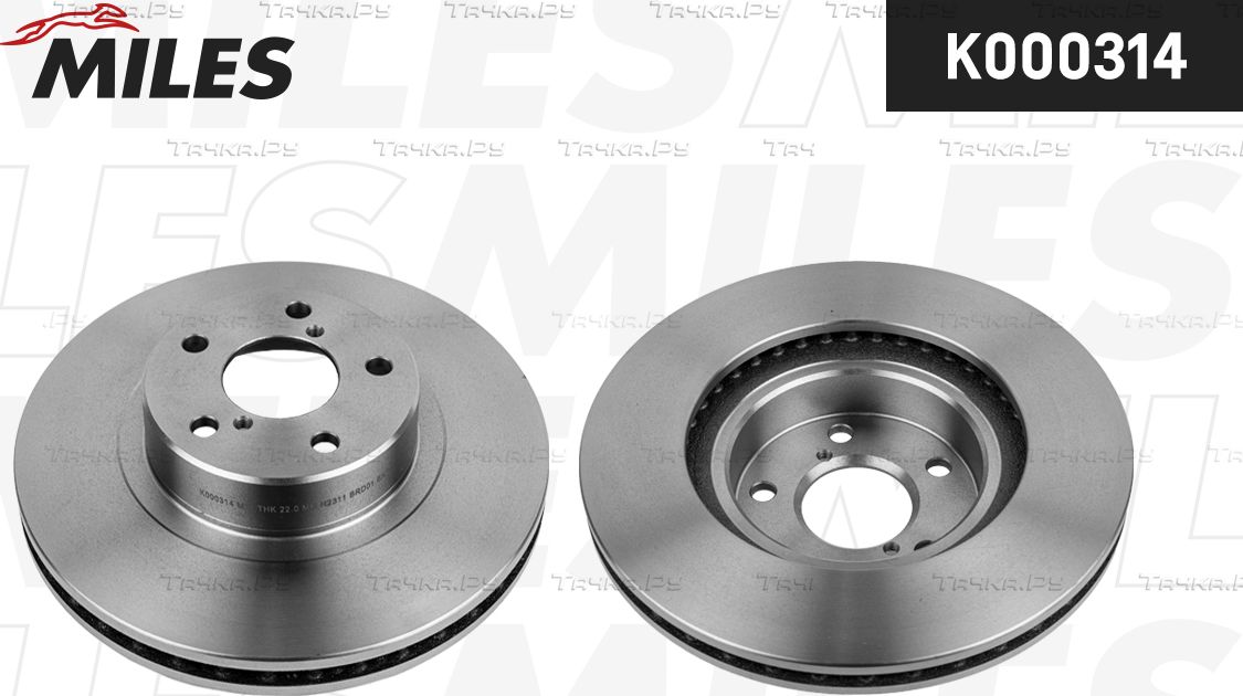 Тормозной диск Miles передний для Subaru Legacy I 1992-1994. Артикул K000314