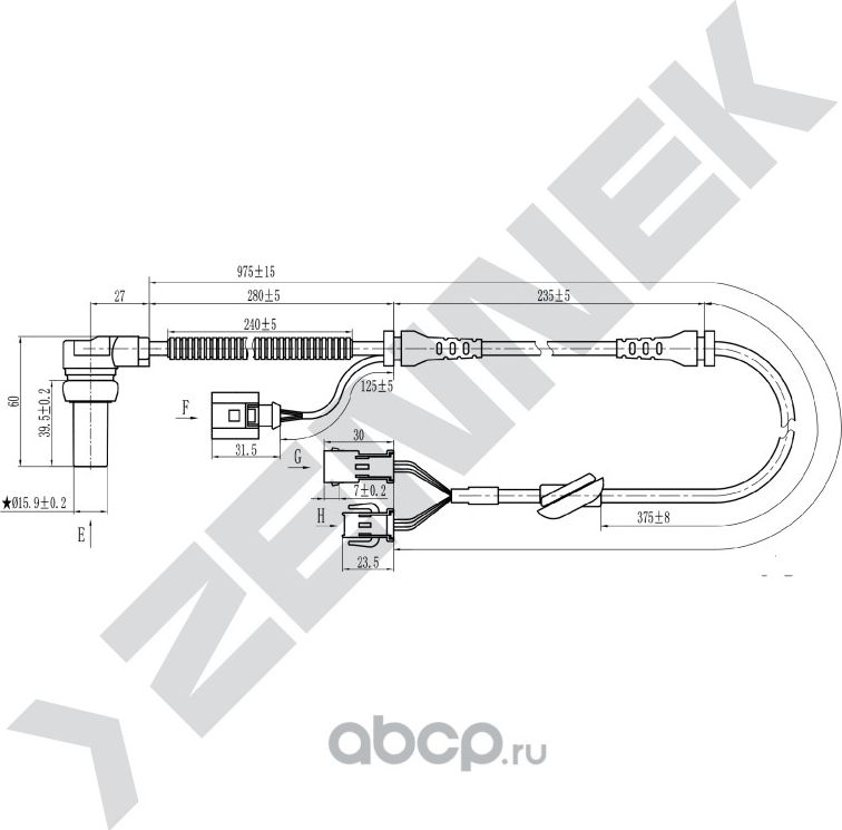 Датчик ABS передний левый/правый AUDI A6 C5 97-02 (Zennek). Артикул DAS0029