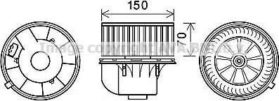 Вентилятор, мотор печки (отопителя) салона AVA для SEAT Alhambra I 1996-2010. Артикул VN8354