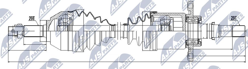 Полуось (привод в сборе, приводной вал) NTY. Артикул NPW-NS-043