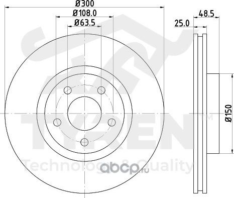 Тормозной диск (Tyren). Артикул TYR1020231