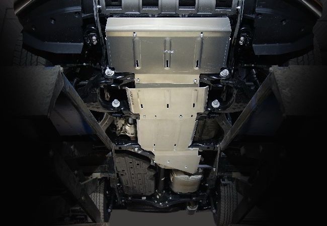 Защита алюминиевая ТСС (4 мм) для радиатора, переднего моста, КПП и РК Toyota Land Cruiser Prado 250 2023-2026. Артикул ZKTCC00711K