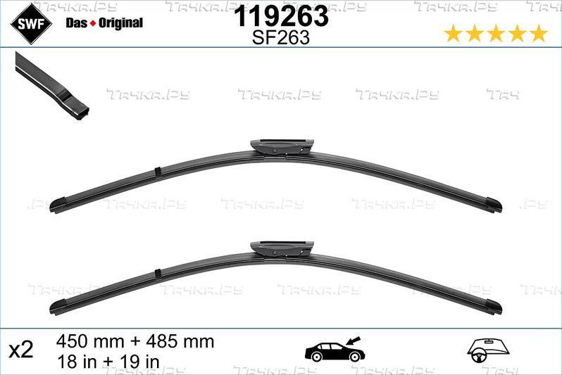 Щетки стеклоочистителя (дворники) SWF для MINI Roadster R59 2011-2015. Артикул 119263