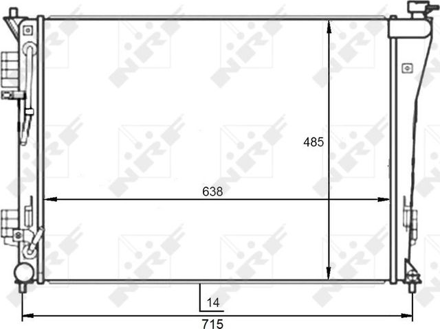 Радиатор охлаждения двигателя NRF (алюминий) для Hyundai i40 I 2011-2026. Артикул 59097