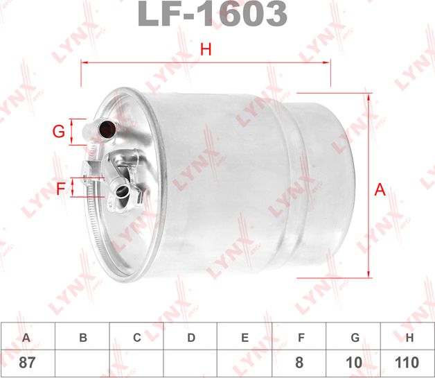 Топливный фильтр LYNXauto для Mercedes-Benz GLK-Класс I (X204) 2008-2015. Артикул LF-1218