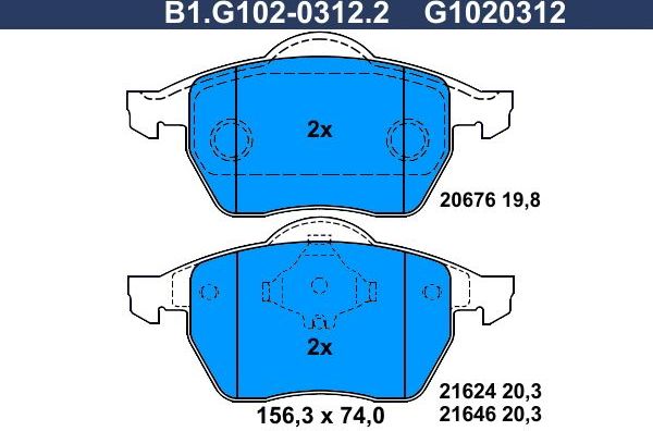 Тормозные колодки Galfer. Артикул B1.G102-0312.2