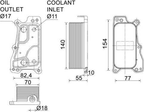 Радиатор масляный (маслоохладитель) для двигателя Mahle Premium. Артикул CLC 235 000P