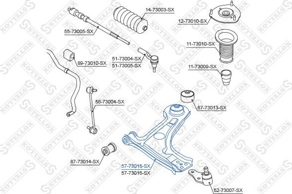 Поперечный рычаг передней подвески Stellox левый для Daewoo Rezzo 2000-2008. Артикул 57-73015-SX