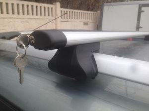 Багажник на рейлинги INTER Favorit с замком для Audi A4 B6, B7 универсал 2002-2007 (Аэродинамические дуги). Артикул 5511+1105