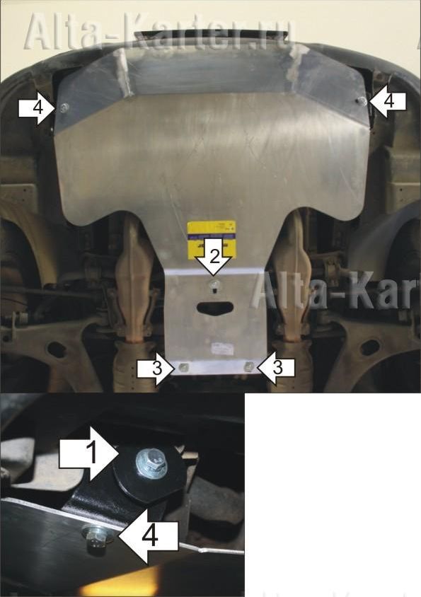 Защита алюминиевая Мотодор для картера Subaru Tribeca II 2008-2014. Артикул 32218