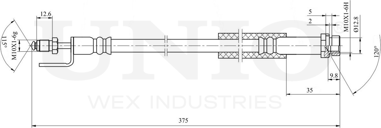 Шланг тормозной (Unio). Артикул BRH-10080