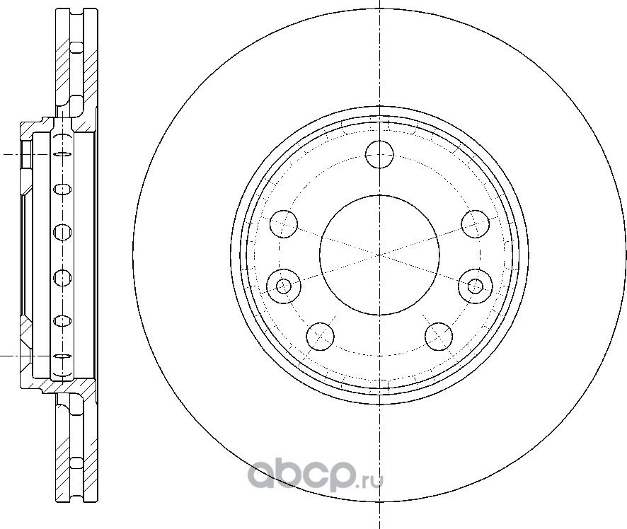 Диск тормозной вентилируемый (G-Brake). Артикул GR21080