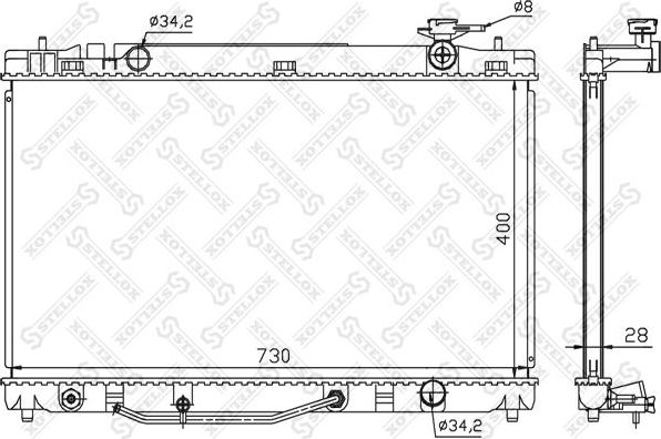 Радиатор охлаждения двигателя Stellox для Toyota Camry 40 (V40, XV40) 2006-2011. Артикул 10-26332-SX