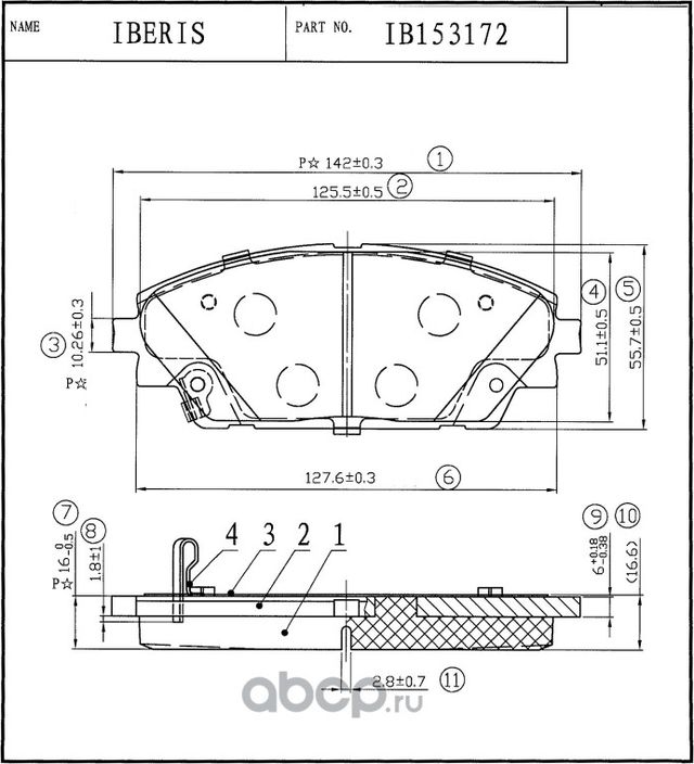 КОЛОДКИ ТОРМОЗНЫЕ ПЕР К-Т MAZDA3 III (BM) (Iberis). Артикул IB153172 