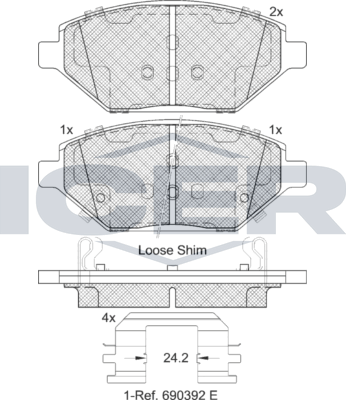 Тормозные колодки Icer для Opel Karl 2015-2018. Артикул 182261