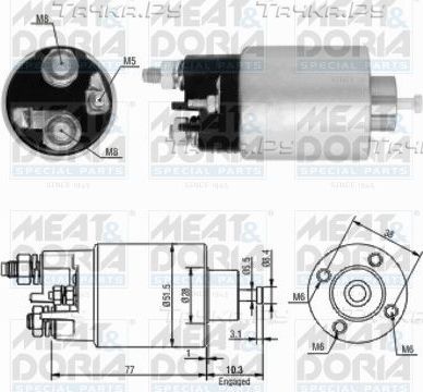 Втягивающее реле стартера Meat & Doria для Renault Modus I 2004-2012. Артикул 46058