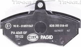 Тормозные колодки Hella передние для Audi A4 II (B6) 2000-2004. Артикул 8DB 355 018-451