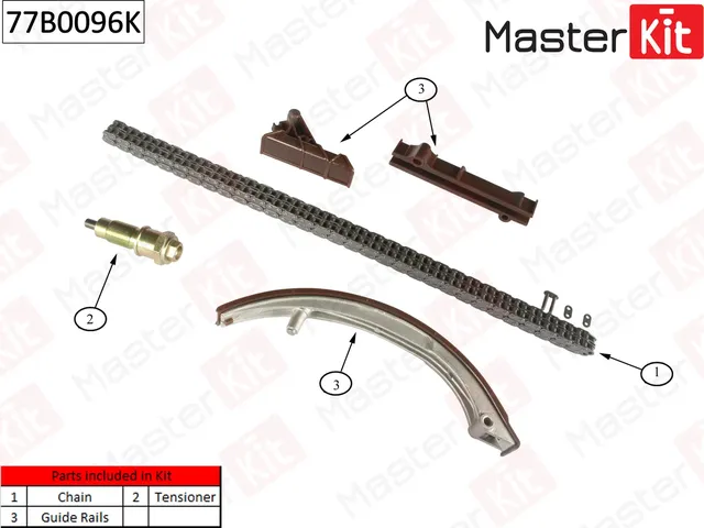 77B0096K Комплект цепи ГРМ Mercedes-Bez Sprinter/W202/W210 OM601/602/603 93-02 (без звездочки) (Master KIT). Артикул 77b0096k