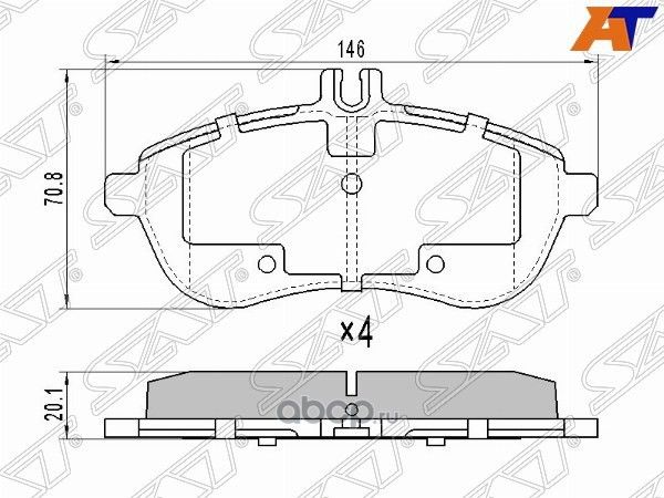 Колодки тормозные MERCEDES C204 S204 CL203 A207 C2 (SAT). Артикул STA0054200820
