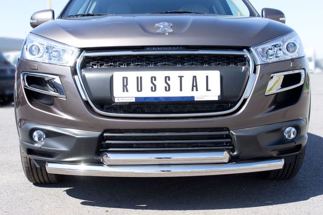 Защита RusStal переднего бампера d63/63 (дуга) для Peugeot 4008 2012-2026. Артикул P48Z-000532