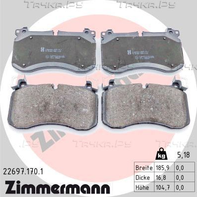 Тормозные колодки Zimmermann передние для Mercedes-Benz GLS II (X167) 2019-2026. Артикул 22697.170.1