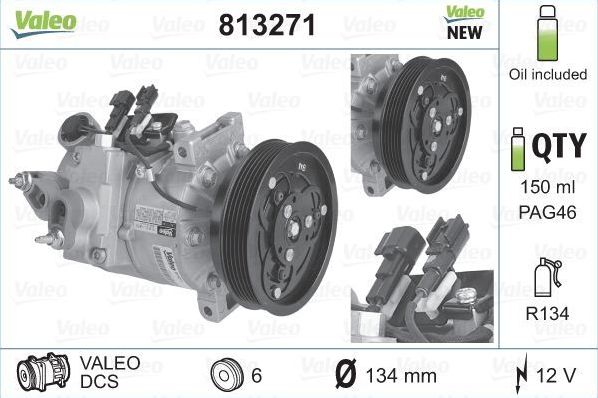 Компрессор кондиционера Valeo VALEO ORIGINS NEW OE TECHNOLOGY. Артикул 813271