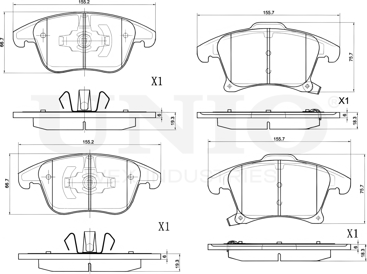 Колодки тормозные дисковые, комплект (Unio). Артикул BRP-20158