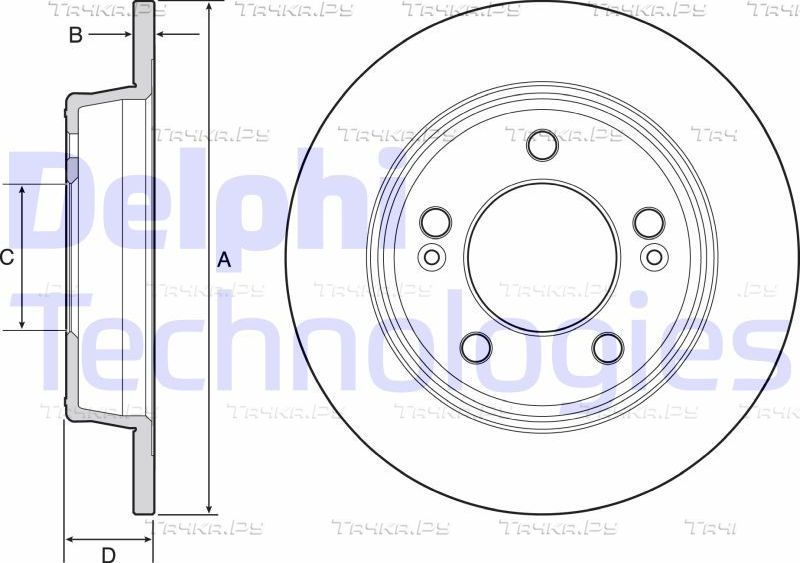 Тормозной диск Delphi задний для Hyundai Elantra VI (AD) 2015-2020. Артикул BG4559C