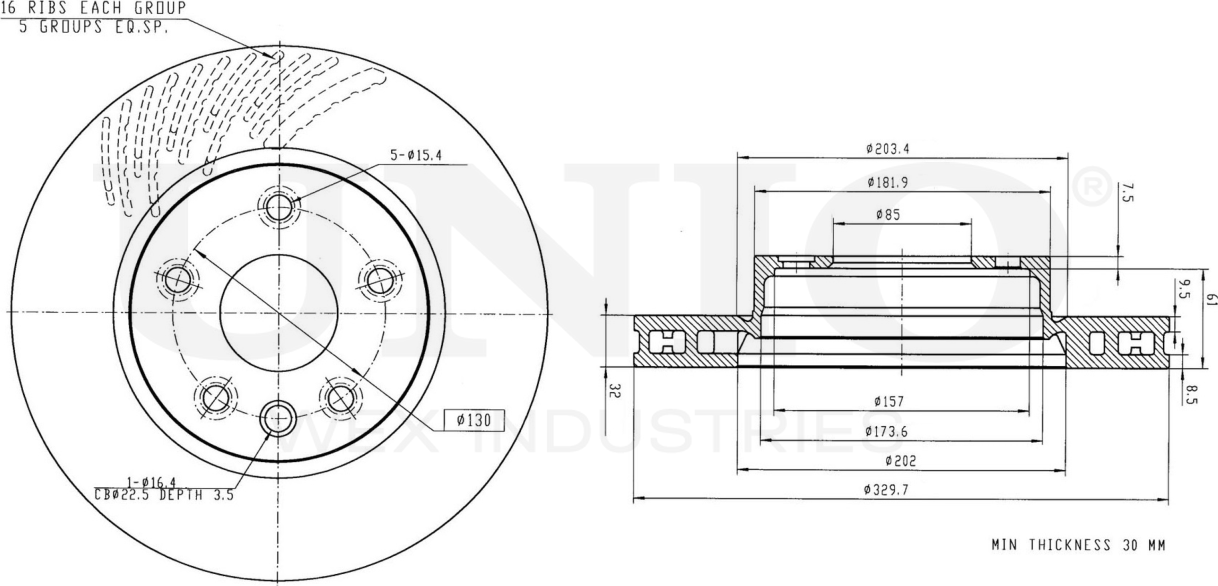 Диск тормозной (Unio). Артикул BRD-20153
