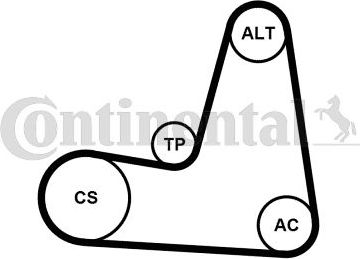 Приводной ремень поликлиновой с роликами (комплект) ContiTech. Артикул 6PK1130K2