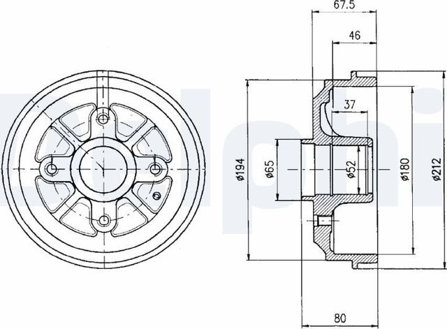 Тормозной барабан Delphi задний для Mega Club 1994-1999. Артикул BF324