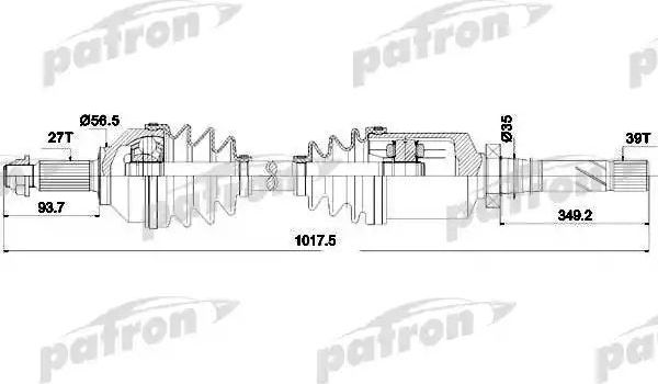 Полуось (привод в сборе, приводной вал) Patron. Артикул PDS0378