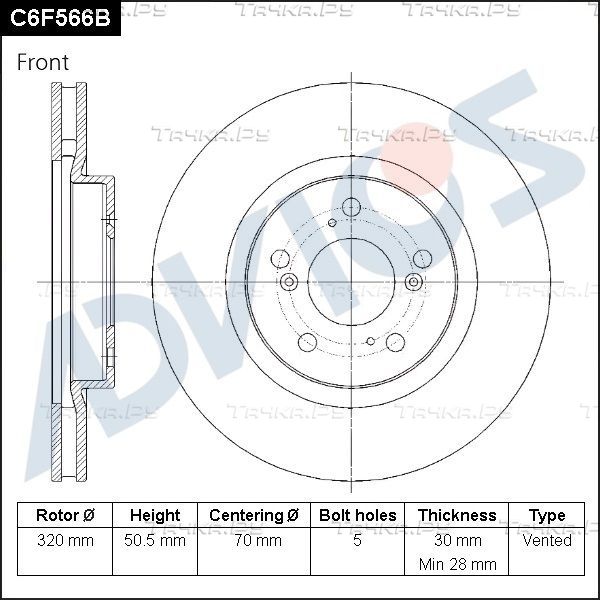 Тормозной диск Advics. Артикул C6F566B