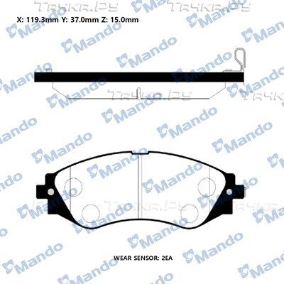 Тормозные колодки Mando передние для Daewoo Nubira III 2003-2004. Артикул RMPD08NS