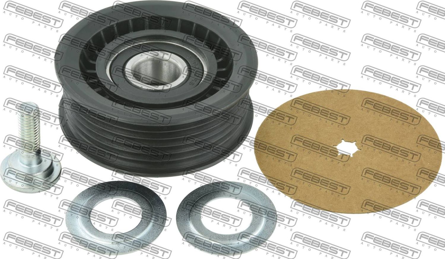 Направляющий (ведущий) ролик приводного поликлинового ремня Febest. Артикул 2988-RRIII