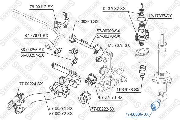 Втулка (сайлентблок) амортизатора Stellox. Артикул 77-00006-SX