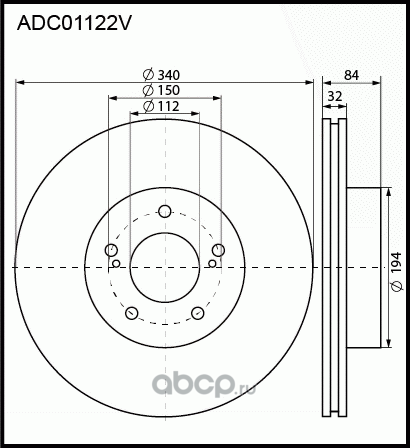 Диск тормозной | перед | (Allied Nippon). Артикул ADC01122V