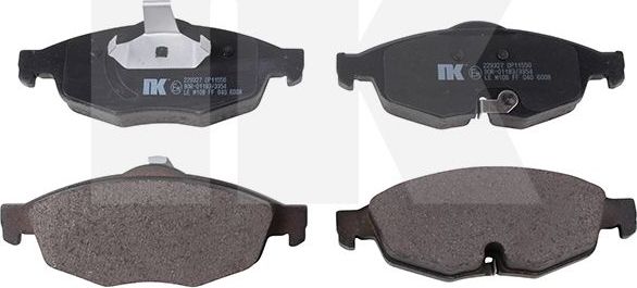 Тормозные колодки NK передние для Chrysler Sebring II 2001-2007. Артикул 229327