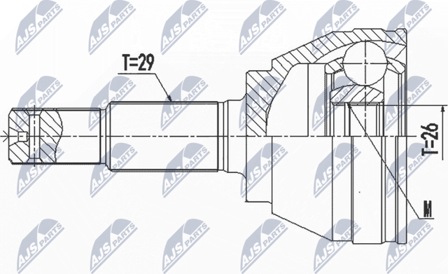 Шрус внутренний (граната) NTY передний для Nissan Juke I 2010-2019. Артикул NPZ-NS-097