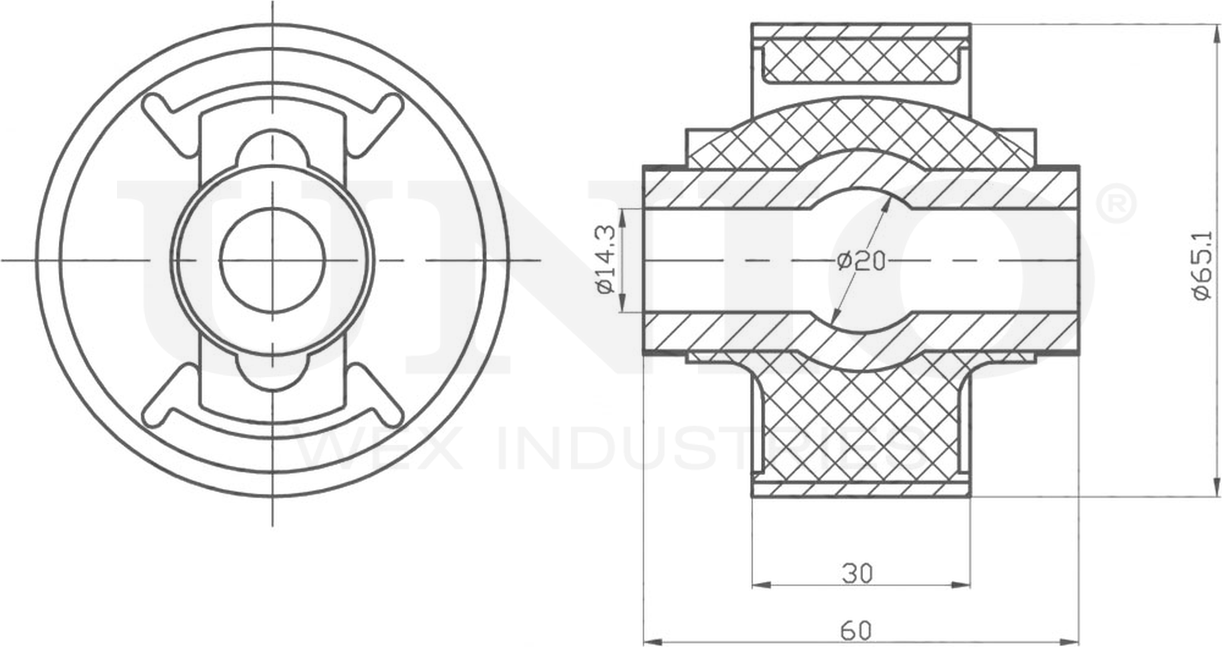 Сайлентблок рычага подвески (Unio). Артикул RMP-20408