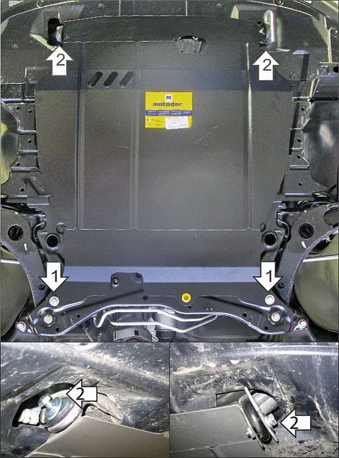 Защита Мотодор для картера и КПП (2 мм) Citroen C-Crosser 2008-2013. Артикул 71303