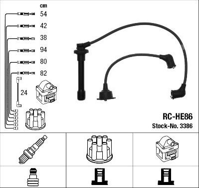Высоковольтные провода (провода зажигания) (комплект) NGK для Honda Accord VI 1998-2003. Артикул 3386