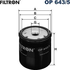 Масляный фильтр Filtron. Артикул OP 643/5